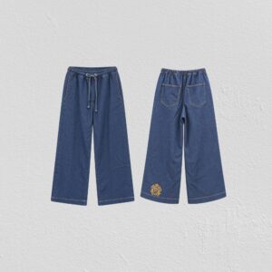 Denim Embroidred Wide Leg Pants